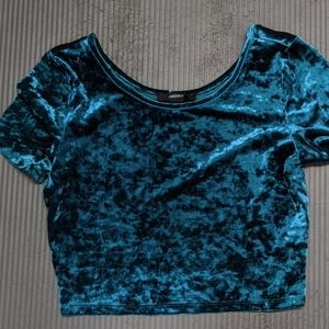 green velour crop top